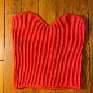 Red Ribbed H&M Heart Shape Cropped Tube Top